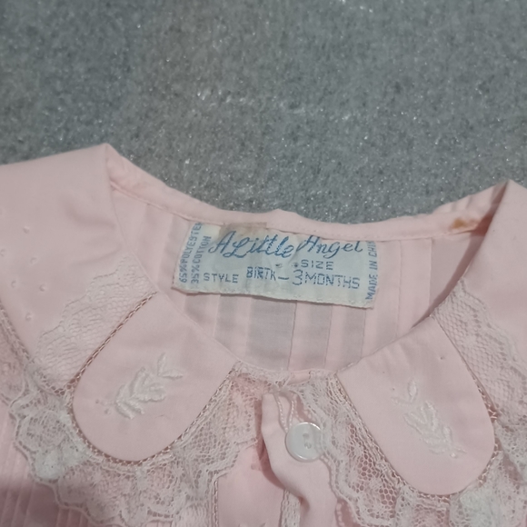 Vintage A Little Angel Pink Smock Dress 3 Months Short Puffy Sleeves vintage. Co - Picture 3 of 7